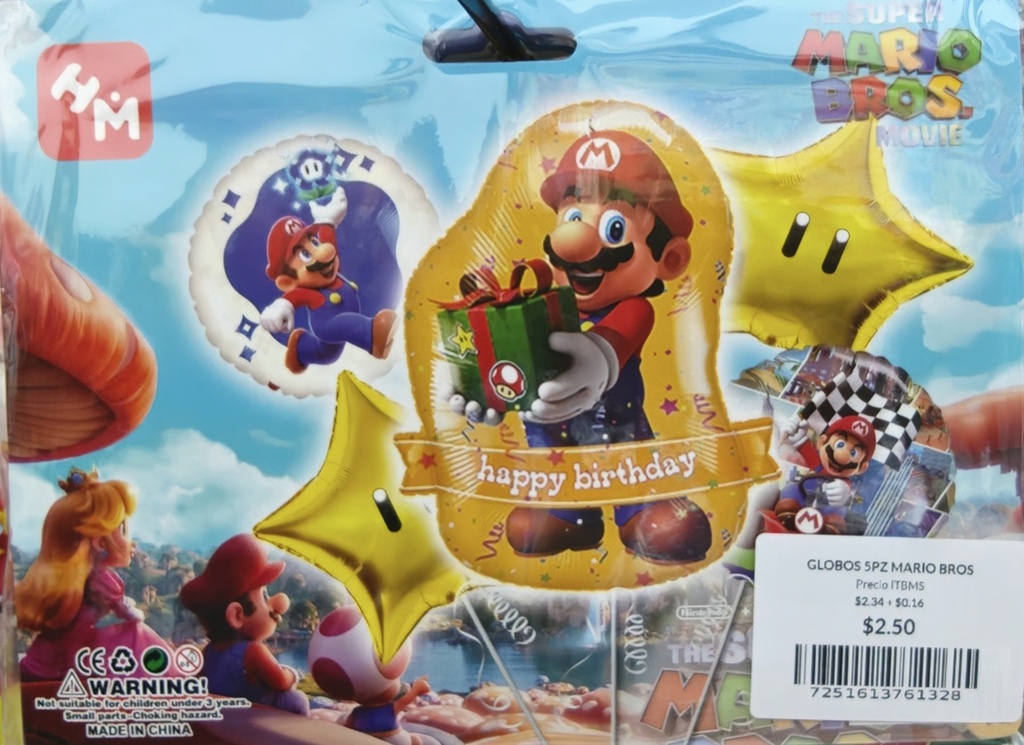 GLOBOS 5PZ MARIO BROS (MS-73-132)