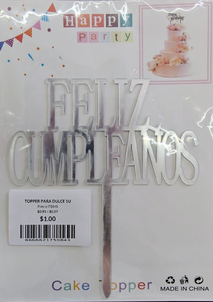 TOPPER PARA DULCE 1U (MS-75-084)