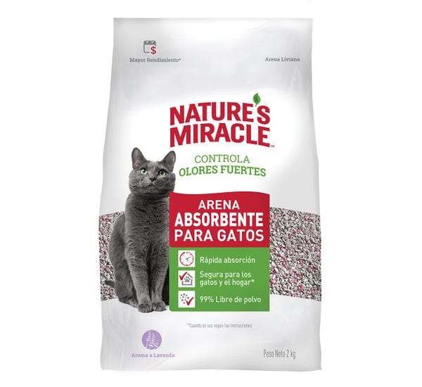 ARENA PARA GATOS NATURE'S MIRACLE AROMA LAVANDA 2KG