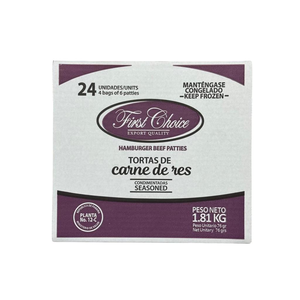 FIRST CHOICE TORTAS DE CARNE PARA HAMBURGUESA 24U 78G