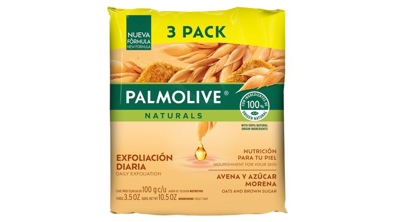 PALMOLIVE NATURALS AVENA Y AZUCAR MORENA 3PACK