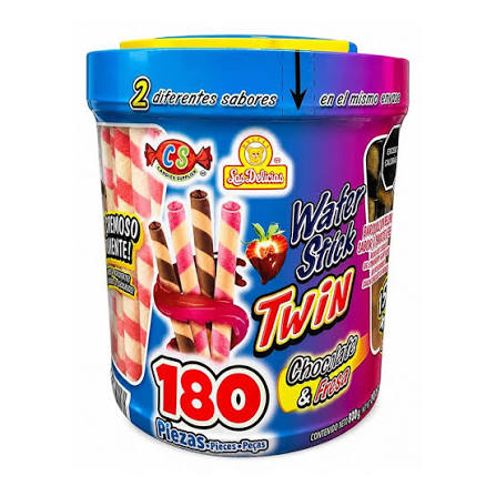 WAFER STICK TWIN CHOCOLATE-FRESA 180PZ
