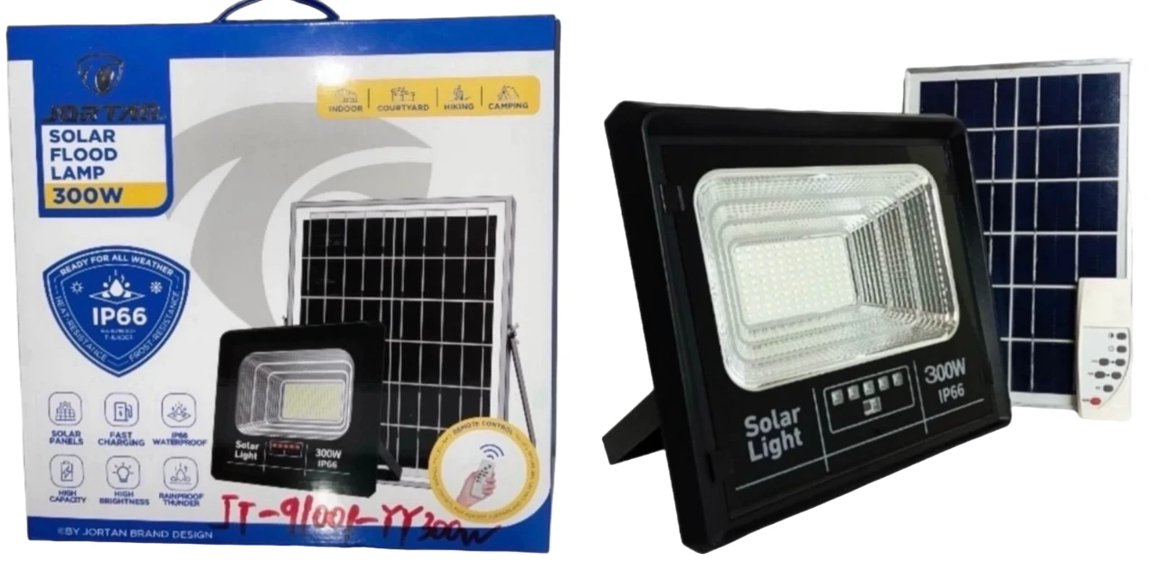LAMPARA JORTAN CON PANEL SOLAR JT-91001-YY300W