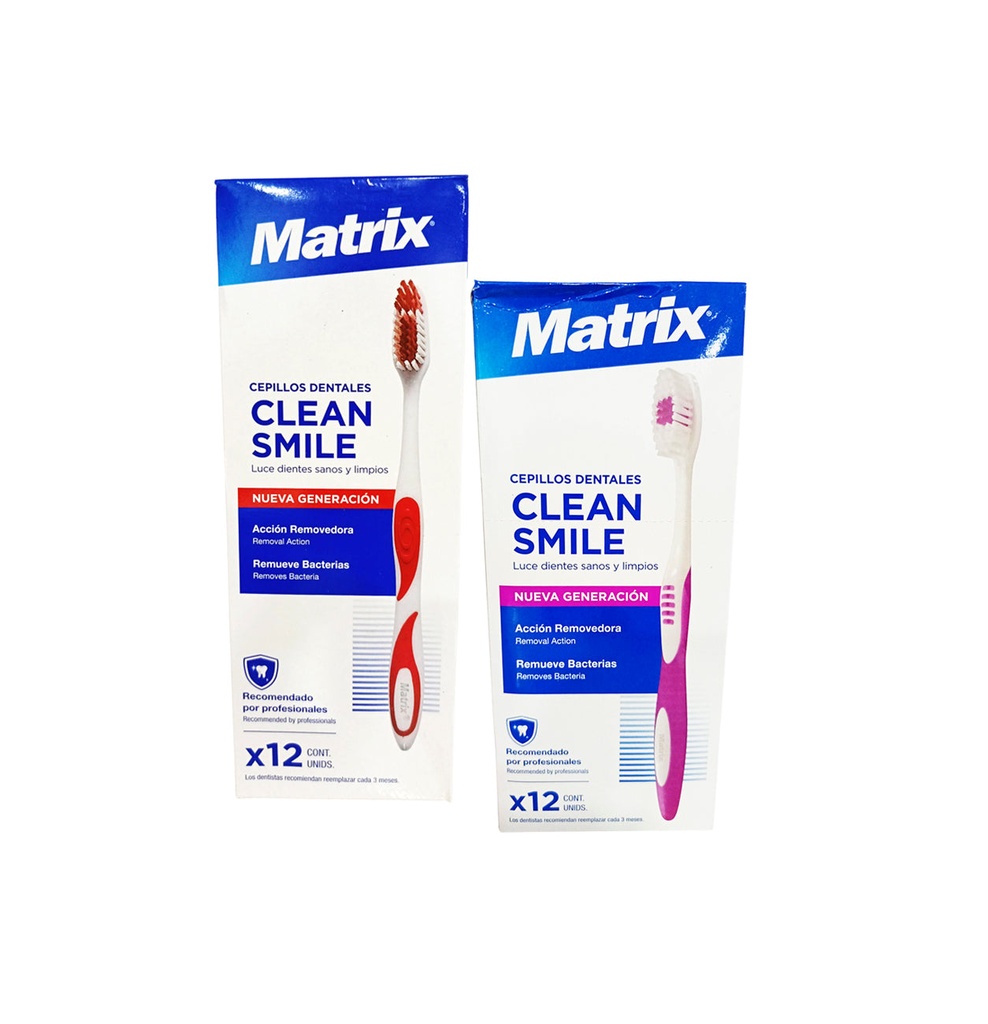 CAJA CEPILLO DENTAL MATRIX CLEAN SMILE CON TAPA (12UND)