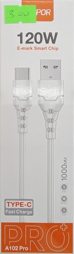 CABLE ASPOR A102 PRO COLOR BLANCO 120W TIPO C