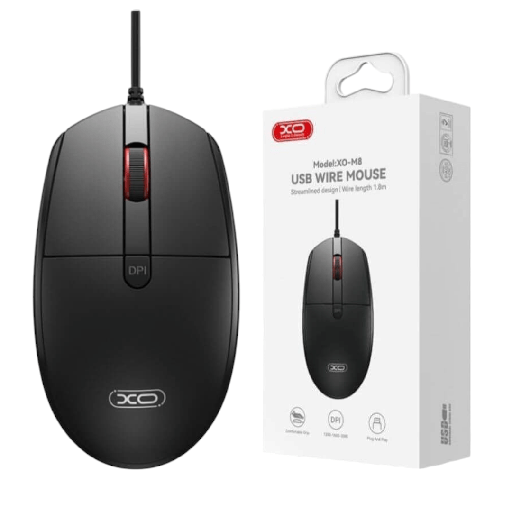 MOUSE XO-M8 CON CABLE COLOR NEGRO