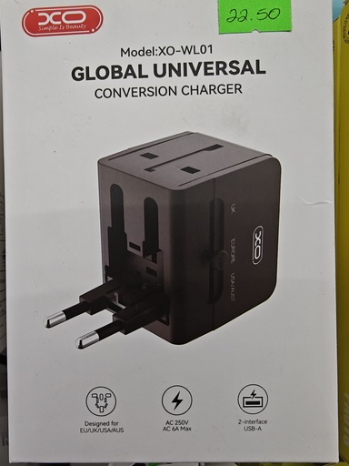 CARGADOR XO WL01 PARA EUROPEO UK .EU.US