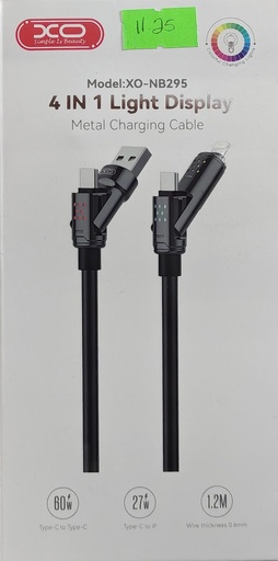 CABLE XO NB295   4-IN-1 DATA CABLE CARGA RAPIDO NEGR