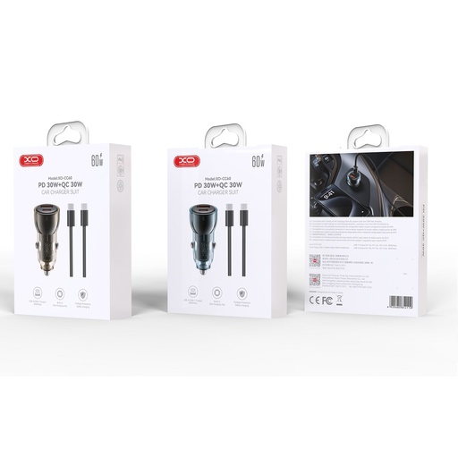 CARGADOR PARA CARRO XO-CC60 CON CABLE TIPO C 60W