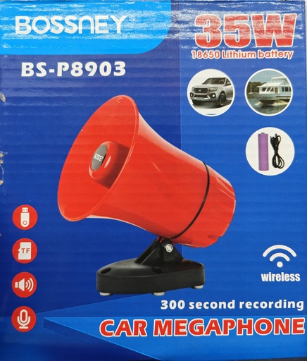 [6303100289042] MEGAFONO PORTATIL PARA AUTO BS-P8903