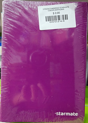 5 PACK CUADERNO STARMATE COLOR 200PAGINA