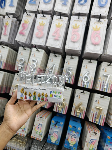 H004-P VELAS FELIZ CUMPLEAÑOS PLATEADAS 7452102875407