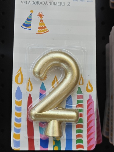 M137-2 VELAS NUMERO 2 DORADA 7452102874394