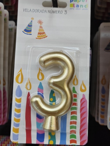 M137-3 VELAS NUMERO 3 DORADA 7452102874387