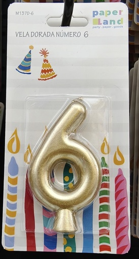 M137-6 VELAS NUMERO 6 DORADA 7452102874356