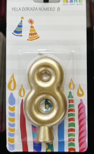 M137-8 VELAS NUMERO 8 DORADA 7452102874332