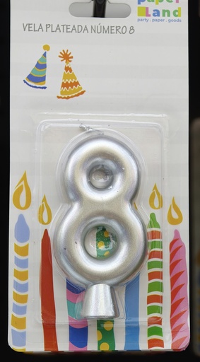 M137P-8 VELAS NUMERO PLATEADA No. 8 7452102875377