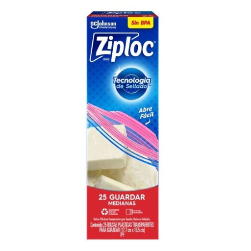 ZIPLOC GUARDAR MEDIANO 25U