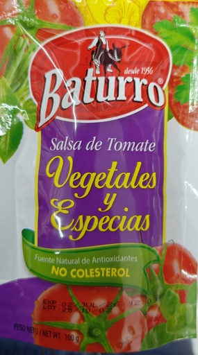 BATURRO SALSA DE TOMATE VEGETALES Y ESPECIAS 100G