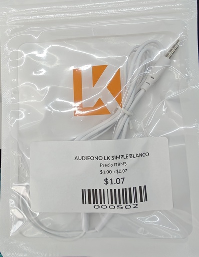 [POR MAYOR 6.00 LA DOCENA] AUDIFONO LK SIMPLE BLANCO 