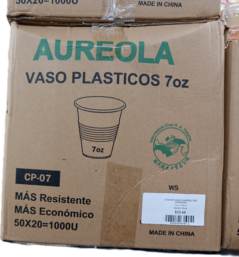 CAJA DE VASO PLASTICO 7OZ 20PQX50U