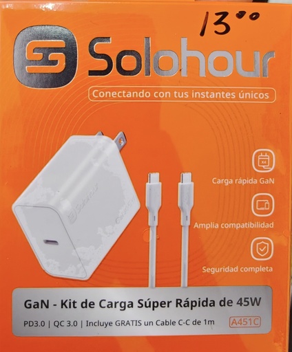 SOLOHOUR 45W KIT DE CARGA SUPER RAPIDA A451C WHITE