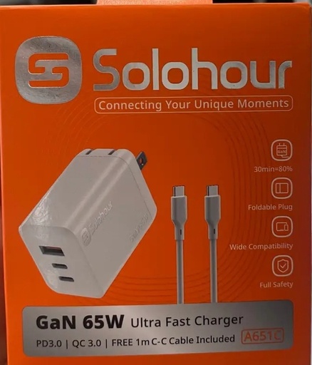 SOLOHOUR 65W KIT DE CARGA SUPER RAPIDA A651C WHITE