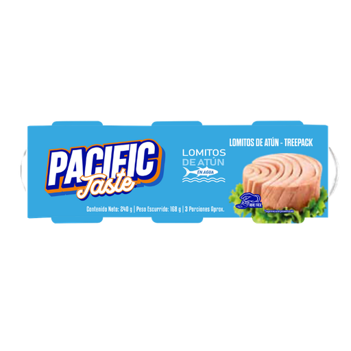 TREEPACK PACIFIC TASTE LOMITOS DE ATUN EN AGUA REDONDO 240-168G