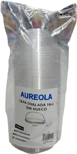 TAPA OVALADA 16OZ SIN HUECO 50U