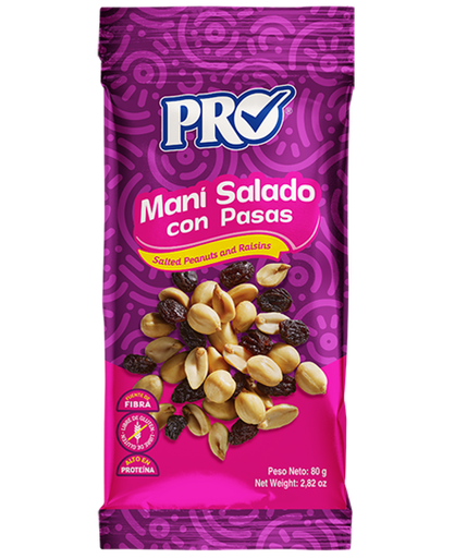 MANI SALADO CON PASAS 80G