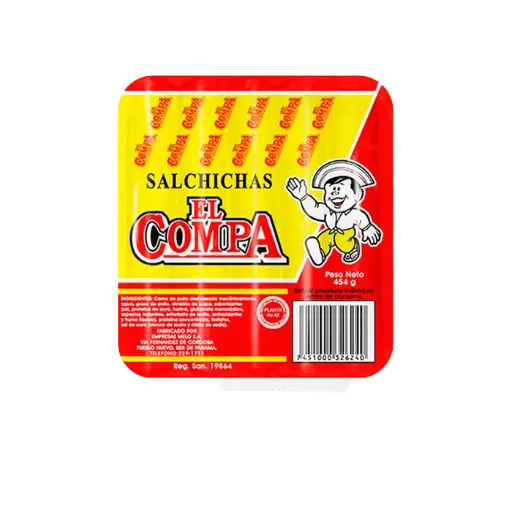 SALCHICHAS EL COMPA DE POLLO 6U (MELO) 226.80G