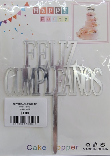 TOPPER PARA DULCE 1U (MS-75-084)