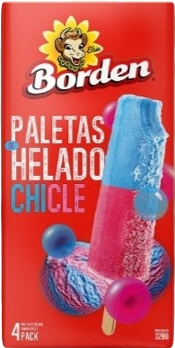 CAJA PALETA DE HELADO BORDEN CHICLE 4U