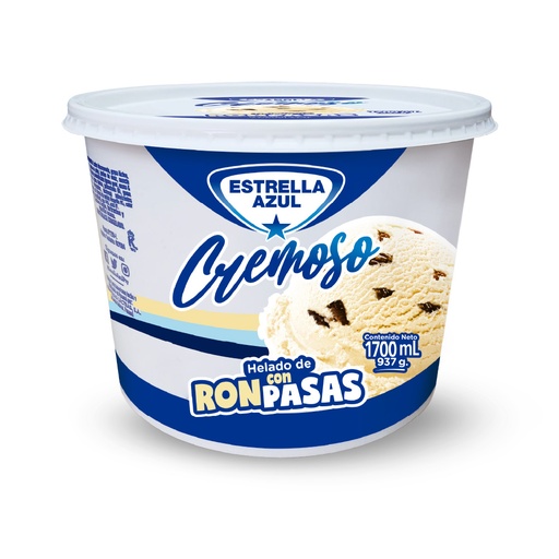 HELADO RON CON PASAS ESTRELLA AZUL 1700ML