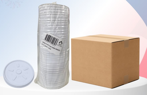 CAJA TAPA PLASTICAS ENVASES 12OZ-16OZ-24OZ (50UND)