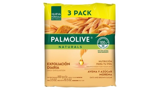 PALMOLIVE NATURALS AVENA Y AZUCAR MORENA 3PACK